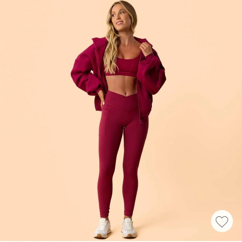 Women's Zip-Up Hooded Sweatshirt - Rich Magenta - Picture 4 of 7